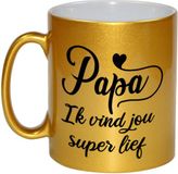 Bellatio Decorations Shoppartners Bv Papa ik vind jou super lief - cadeau koffiemok - beker - goud - 300 ml