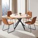 VEVOR Ensemble de Salle à Manger 5 Pièces, Table à Manger Ronde avec 4 Chaises Orange Rembourrées, Coussins en Similicuir, Bureau Moderne en Bois, pour Cuisine et Petits Espaces, Maison Appartement