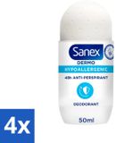 Sanex Dermo Deodorant Roller Hypoallergeen 48h Antitranspirant 50 ml (4 stuks)