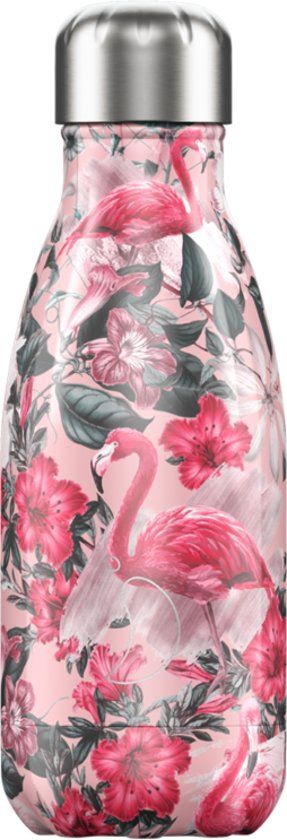 Chilly's 260 ml Fles Flamingo - Roze - RVS