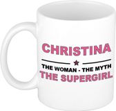 Bellatio Decorations naam cadeau mok - Christina - Woman Myth Supergirl - koffiemok - 300 ml - collega - moederdag