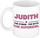 Bellatio Decorations naam cadeau mok - Judith - Woman Myth Supergirl - koffiemok - 300 ml - collega - moederdag