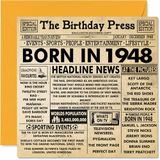 76e verjaardagskaarten voor mannen vrouwen - geboren in 1948 krant - Happy 76 verjaardagskaart voor opa oma Nan Vintage Retro terug in 1948, 145 mm x 145 mm zesenzeventig-zesde verjaardag wenskaarten