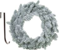 Merkloos Kerstkrans - met sneeuw - 46 cm- kunststof - incl. deurhanger