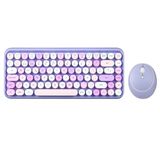 Perixx PERIDUO-713PP ES Set de ratón y Mini teclado inalámbrico 2.4 GHz, Teclas redondas Estilo Retro, voor PC en Tablet, Morado Pastel, Español QWERTY
