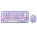 Perixx PERIDUO-713PP ES Set de ratón y Mini teclado inalámbrico 2.4 GHz, Teclas redondas Estilo Retro, voor PC en Tablet, Morado Pastel, Español QWERTY