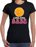 Bellatio Decorations Shoppartners Bv Jaren 60 Flower Power Babe verkleed shirt zwart met gele bloem dames - Sixties/jaren 60 kleding M