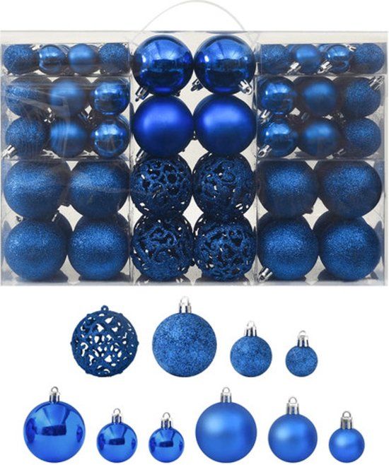 vidaXL - 100-delige - Kerstballenset - blauw
