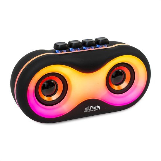 Party Light & Sound PARTY-OWL Bluetooth Speaker met LED in Uil Design op Batterij - USB, MicroSD, AUX - Mat Zwart