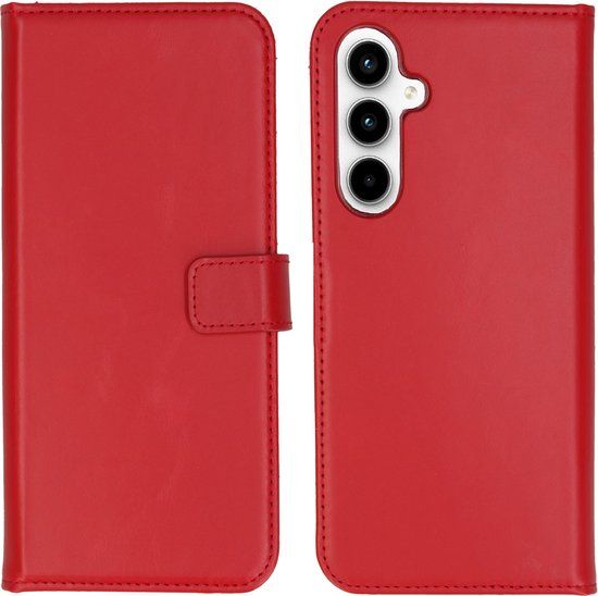 Selencia Samsung Galaxy A35 5G Hoesje - Echt Lederen Bookcase - Rood - Met Pasjeshouder