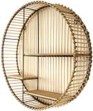 ESTANTE Home Deco Factory Wandplank/wandrek Ibiza - rond - naturel - Boho stijl - 3 plankjes - 53 x 12 cm