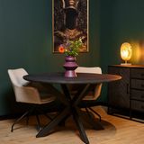 Merkloos StarFurn Ronde Eettafel Daan Mangohout Zwart 130 cm