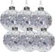 Decoris Luxe kerstballen - 6x stuks - 8 cm - transparant parelmoer - glas - gedecoreerd