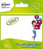 Avery Zak met 100 zelfklevende etiketten, wit, van notitieboek, formaat 45 x 30 mm
