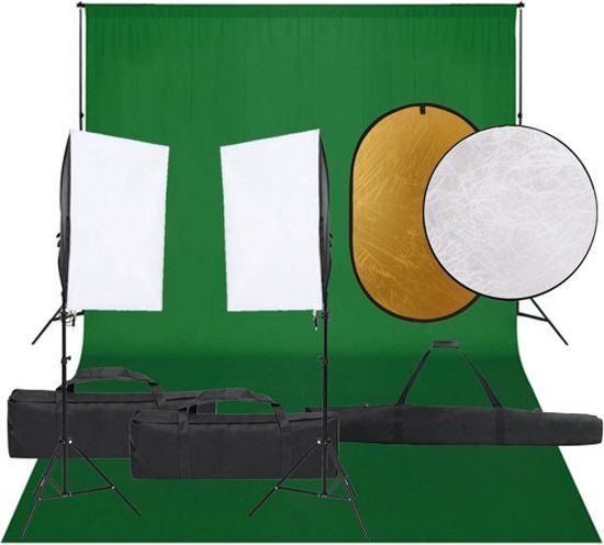 vidaXL Fotostudioset met verlichtingsset, achtergrond en reflector