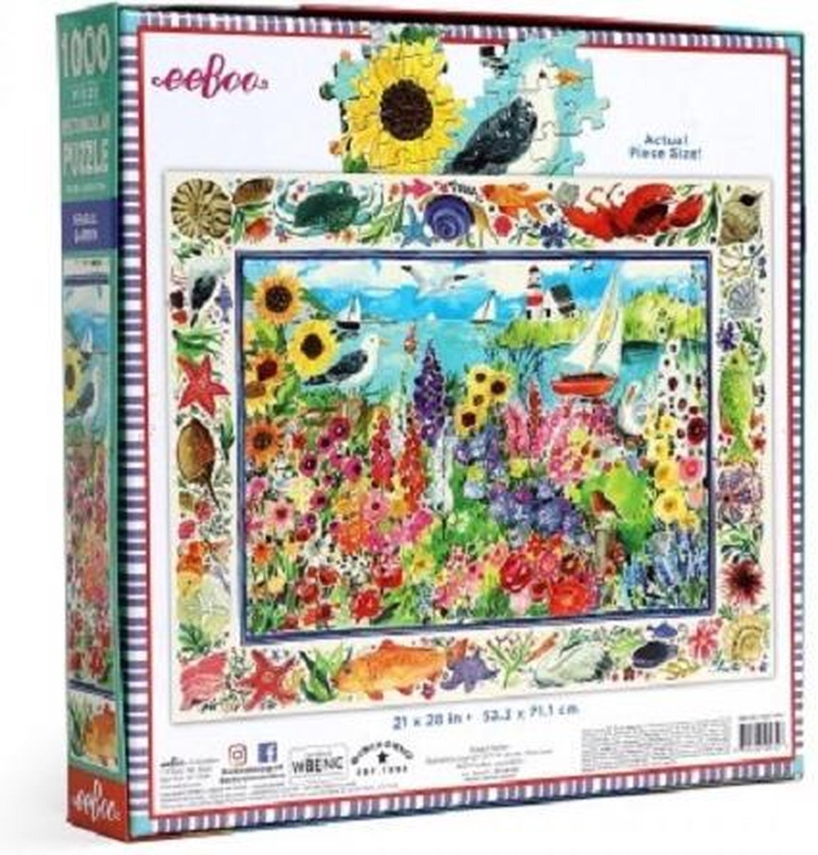 Eeboo Puzzel van karton met 1000 delen Seagull Garden