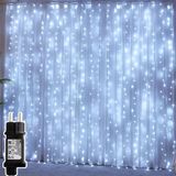 Merkloos 3m LED lichtgordijn met 300 leds - IJswit - 8 Modi - Perfect voor Feestdecoratie en Buitenverlichting