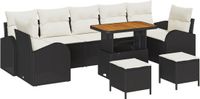 vidaXL Tuinbank - Set - 10 stuks - Zwart - Polyrattan