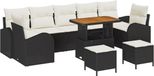 vidaXL Tuinbank - Set - 10 stuks - Zwart - Polyrattan