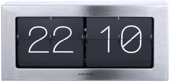 Karlsson Boxed Flip XL Tafelklok - Geborsteld Staal