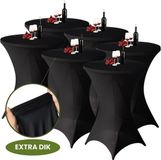 Aventara Statafelrok Zwart x 6 – ∅80-85 x 110 cm met Opbergtas – Statafelhoes Stretch Stof – Kras- en Vouwvrije Statafel Rok Extra Dik – Sta Tafelrok - 6 Stuks – Statafelhoezen Voor Horeca, Evenementen, Feest, Bruiloft en Partijen
