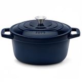 ALMA25 La Fonderie 1890 Ronde stoofpan van geëmailleerd gietijzer 25 cm ALMA25, inhoud 4,7 l, marineblauw