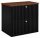 3xE living Meuble de salle de bain Suspendu sous lavabo 60 cm, 2 tiroirs, Noir + Plan de toilette Chêne Noyer, Poignées argentées, 60 x 44,4 x 58,6 cm