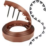 GARDENIX Flexibele gazonrand, kunststof, weerbestendige gazonafbakening, bloembedomranding, lichtbruin, 10 m, 20 grondankers, 6 cm hoog, voor tuinen en robotmaaiers