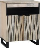 vidaXL Notenhouten Media Cabinet Wit en Zwart 60 x 33 x 75 cm
