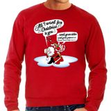Bellatio Decorations Foute Kersttrui / sweater - Zingende kerstman met gitaar / All I Want For Christmas - rood voor heren - kerstkleding / kerst outfit S