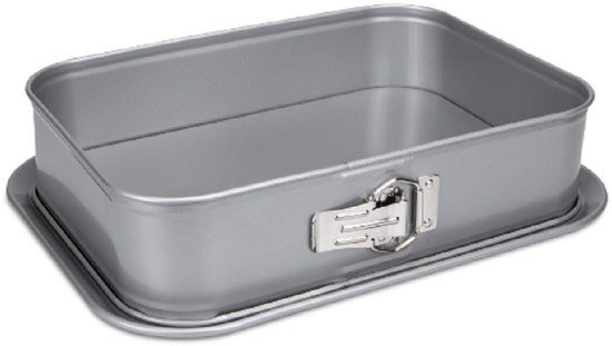 Städter We love baking zilveren rechthoekige springvorm 33 x 23 cm - hoogte 7 cm - van metaal met anti-aanbaklaag - inhoud 4700 ml