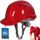 KOTARBAU® Veiligheidshelm, Werkhelm, Kunststof, Rood, Veiligheidshelm met Kinband, Verstelbare, Bouwhelm, Helm voor de Bouw, voor Werkplaats, Beschermhelm