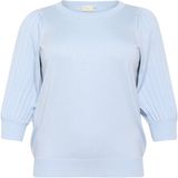 KAFFE Curve Loni 3/4-trui voor dames, katoen, gestreept, ronde hals, driekwart mouw, soft chambray, maat M