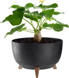KADAX Kunststof bloempot met drie steunen, ronde bloembak, plantenpot, bloempot voor balkon, woonkamer (zwart, diameter 32,7 cm)