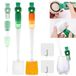Bouteille brosse long - 5-en-1 - Poils en nylon - Lot de 2 pièces - Avec crochets