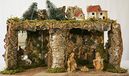 Euromarchi Lege Kerst Geboorteplaats, Houten Schuur, Rietje en Mos, met Lichten, 58 x 34 x 37 cm