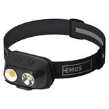 EMOS oplaadbare led-hoofdlamp 7 lichtmodi, neutraal wit & warm wit, bewegingsmelder, 6,5 st. lichtduur, helderheid 500 lm, lichtbereik 130 m, LED COB LED outdoor hoofdlamp, USB-C oplaadkabel