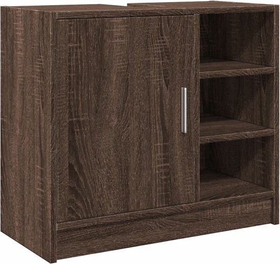 vidaXL Wastafelkast 63x29x55 cm bewerkt hout bruin eikenkleurig