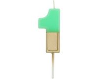 Folat Kaars Retro Cijfer 1 Groen - 5 cm