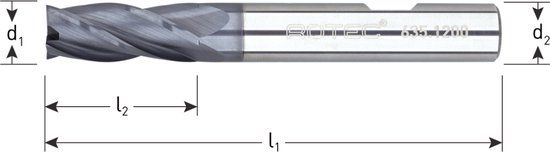 Rotec VHM Vingerfrees, Silver-Line, lang, TiAlN, ø8