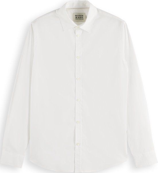 Scotch & Soda CORE - POPLIN SOLID Heren Overhemd - Bright White - Maat M - Mannen