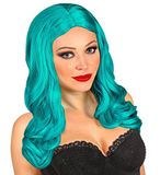 Widmann 09811 - Roxy pruik voor volwassenen dames, theater, feest, carnaval, themafeesten, turquoise kleur