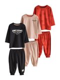 Next - Jongens - Joggingpyjama’s met lange mouwen, set van 3 - Bruin