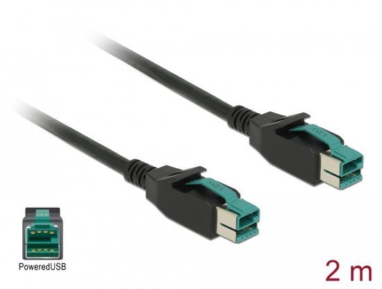 Delock 85493 PoweredUSB kabel Zwart 2 m