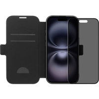 BlueBuilt Apple iPhone 17 Book Case Leer Zwart + iPhone 17 Privacy Screenprotector Glas