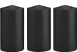 Trend Candles Bougie cylindrique/bougie tronc - 4x - noir - 8 x 15 cm - 69 heures de combustion