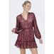 ONLY - ONLAVERY L/S SHORT DRESS WVN NOOS - Mini jurk - Polyester - Lange mouw - V-hals - A-lijn - Print - Rood