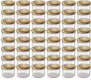 Oputec 48x 230ml inmaakpotten / voorraadpotten TO Ø 82 mm– glazen jampotten – metalen schroefdeksel goud – conservenpotten