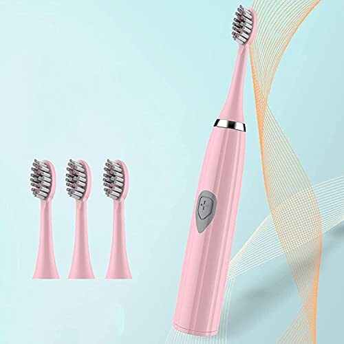 MJUHNHH Waterdichte elektrische tandenborstel met schone massage 3 borstelkoppen, elektrische tandenborstel krachtige reiniging bleken (kleur: roze, maat: 1 stuks)