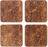 SOEWIOU Boston sous-verres en bois de sapele, 4 pièces